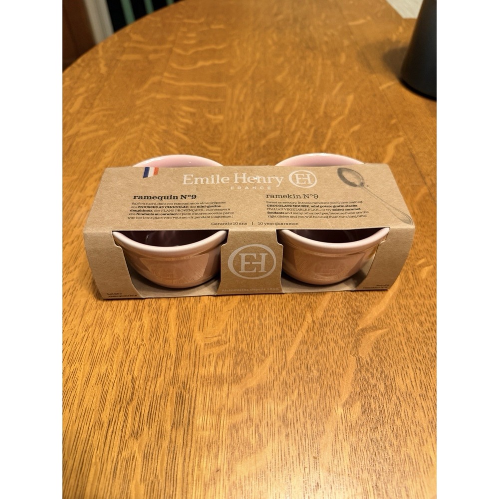 NEW in Box Emile Henry France Ramekin Set Of 2 Light Pink No. 9